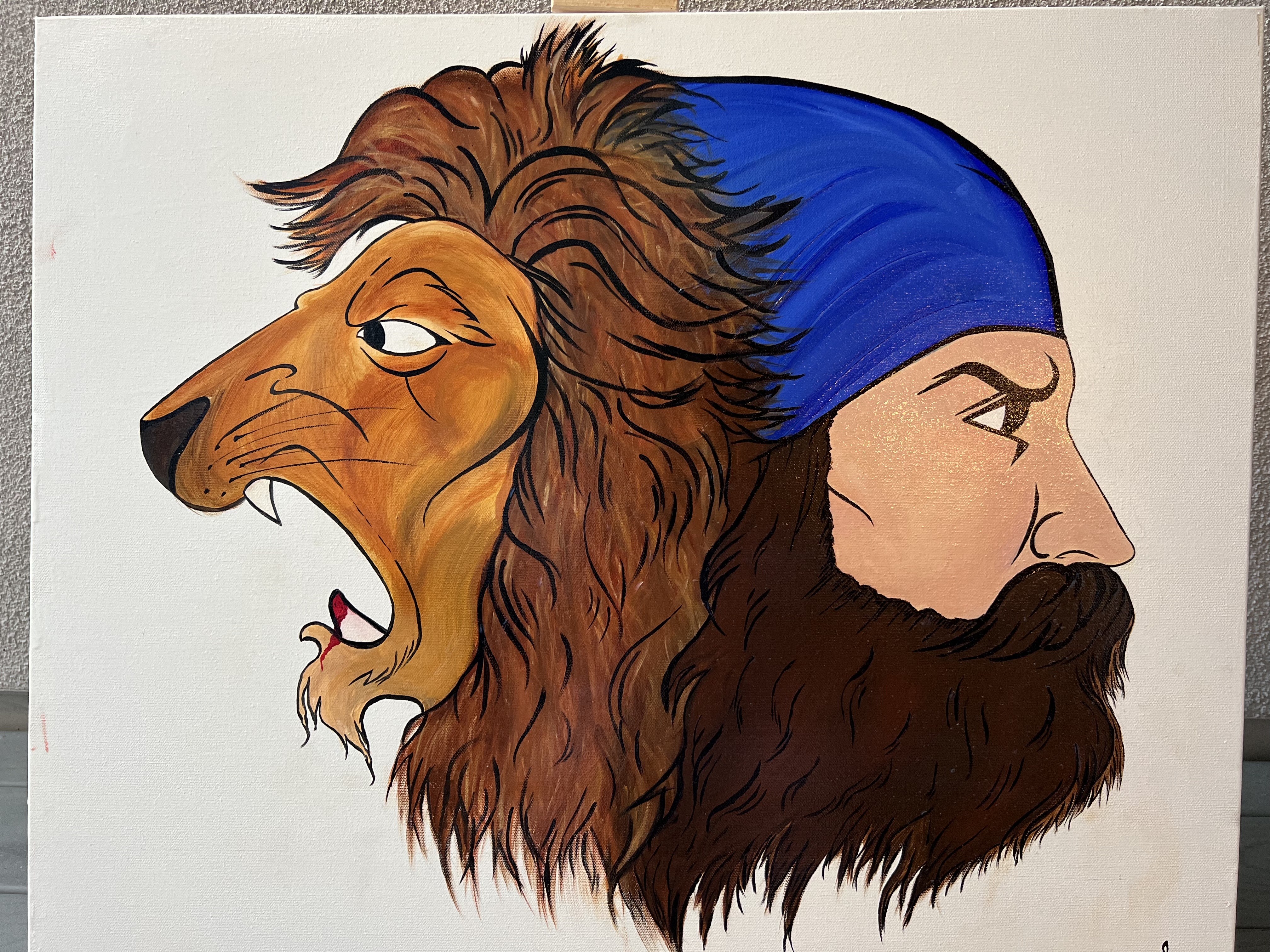 Created this oil painting for a friend who is like a lion, showcasing his strength and vigor. Gifted him for his birthday — entry by Anjali popat, AI vs Artists Challenge